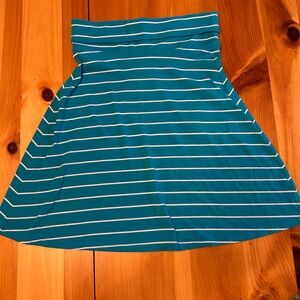 Old Navy Teal and White Striped A-Line Skirt